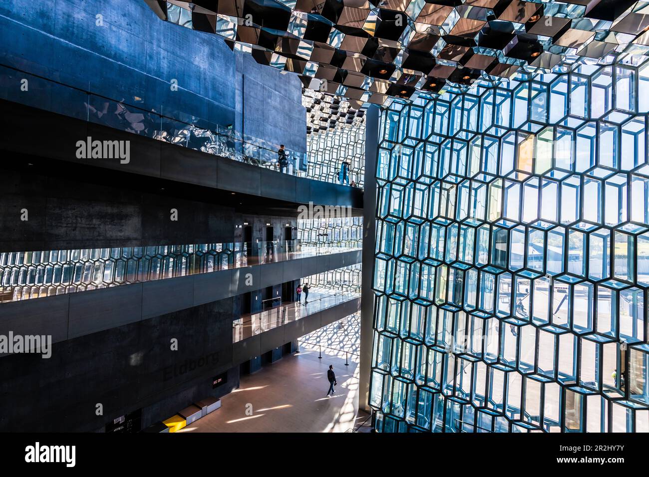 Glass facade, Harpa Concert Hall, Reykjavik, Iceland Stock Photo