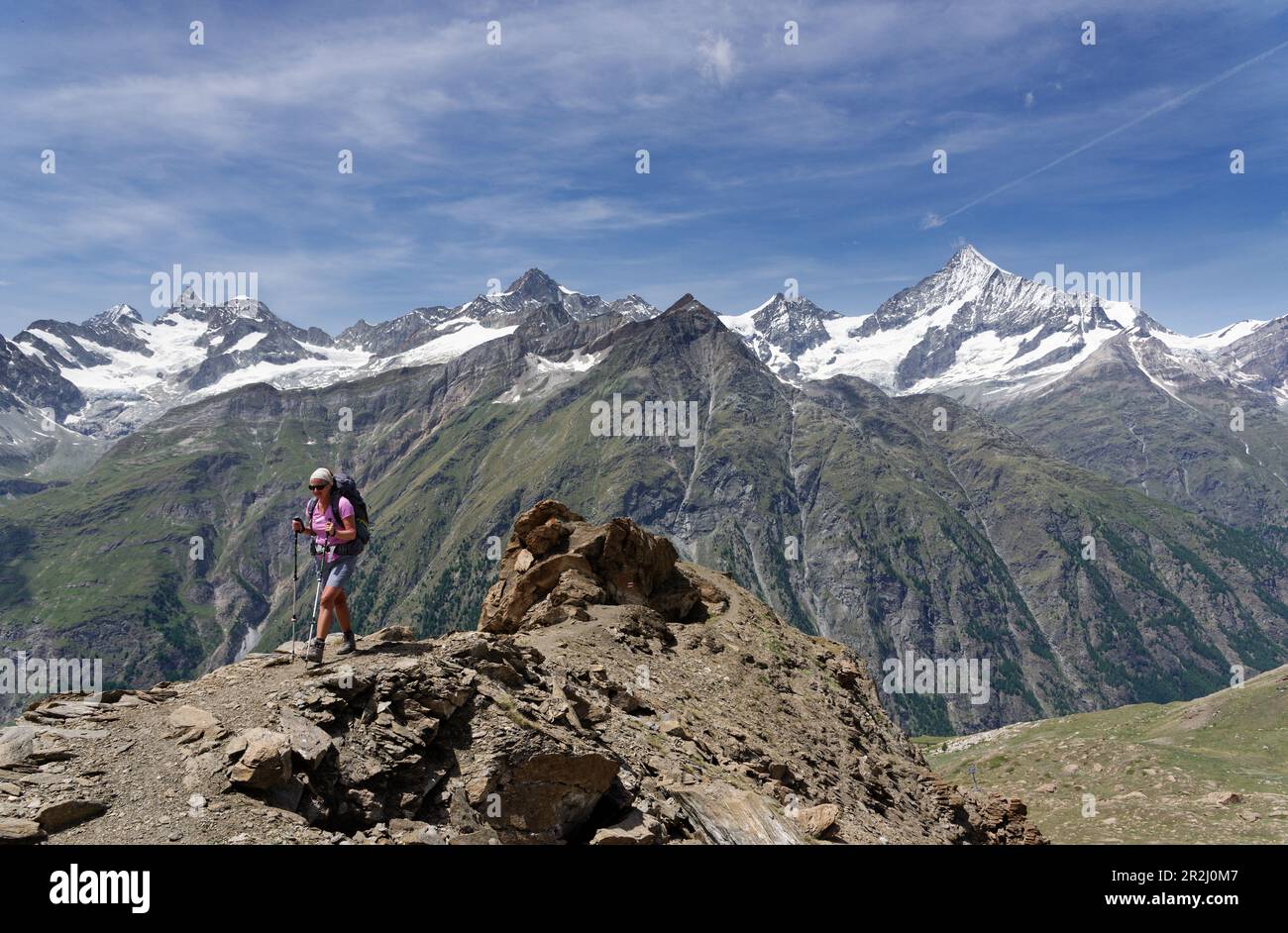 Hike to the Fluhalp, near Zermatt, Mattertal, Valais, Switzerland Stock Photo