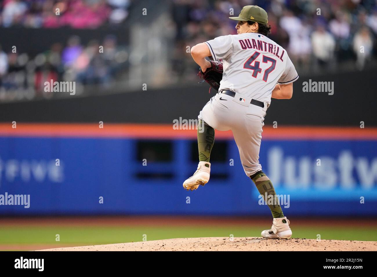 Cleveland Guardians' Cal Quantrill pitches during the first inning of a  baseball game against the New York Mets Friday, May 19, 2023, in New York.  (AP Photo/Frank Franklin II Stock Photo - Alamy