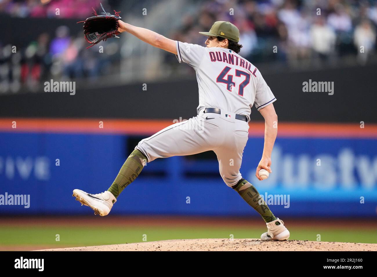 Cleveland Guardians' Cal Quantrill pitches during the first inning of a  baseball game against the New York Mets Friday, May 19, 2023, in New York.  (AP Photo/Frank Franklin II Stock Photo - Alamy