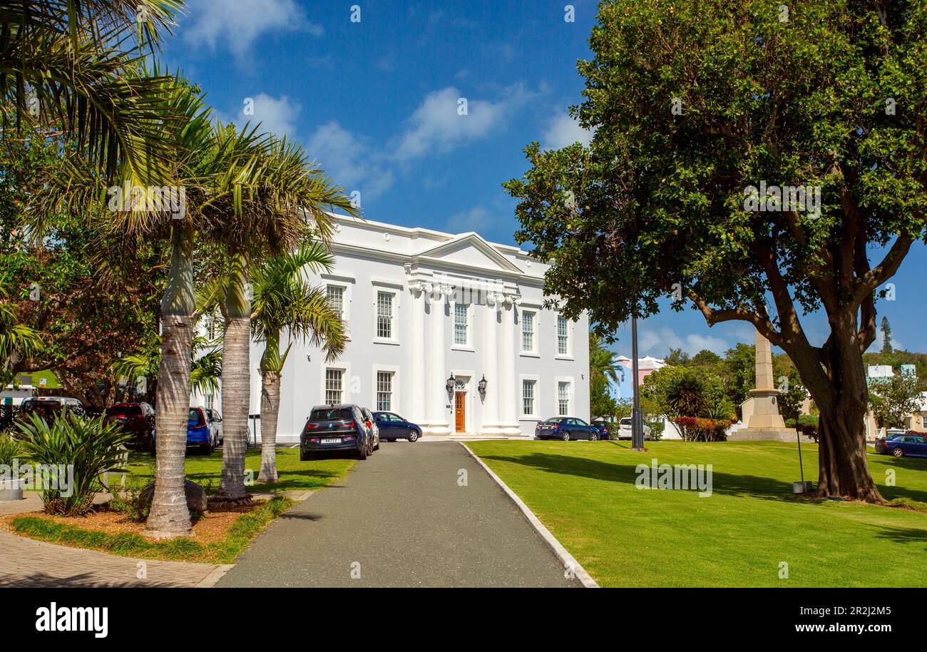 The Cabinet Office Building, on Front Street, houses the Office of the Premier of Bermuda appointed by the Governor Stock Photo