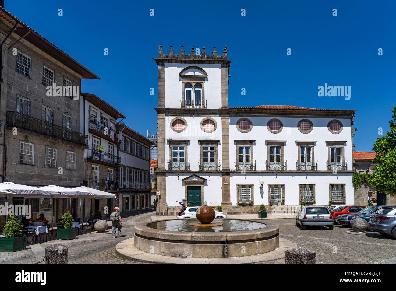 Fountain in Largo João Franco Square, Guimaraes, Portugal, Europe Stock Photo