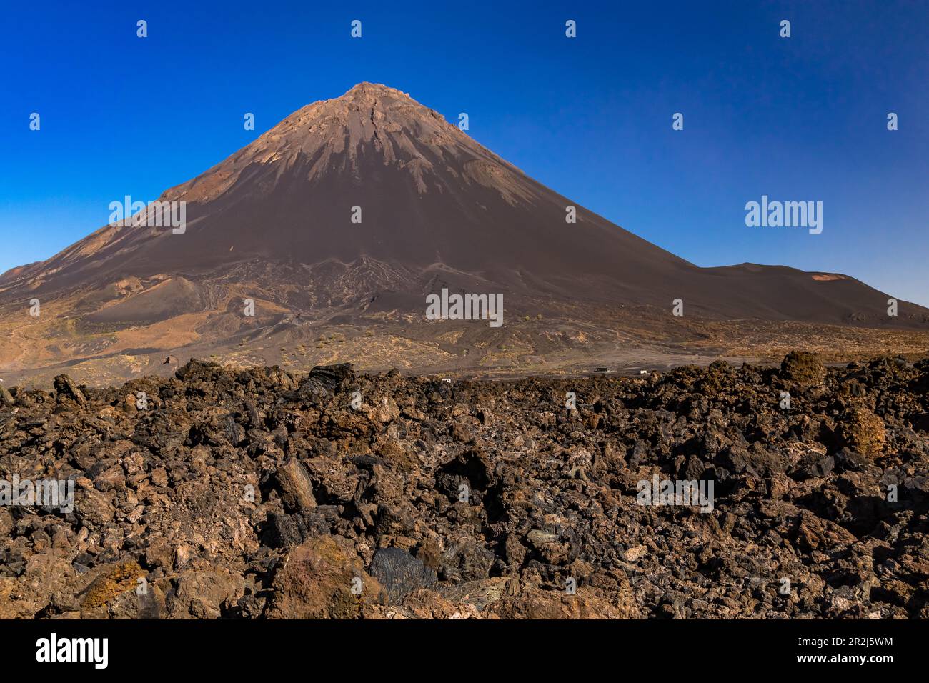 The volcano Pico do Fogo is the highest mountain of Cabo Verde in the