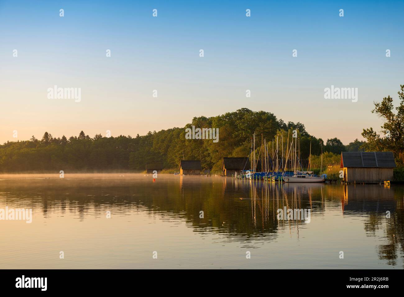 Schaalsee near Seedorf, sunrise, UNESCO Biosphere Reserve Schaalsee ...