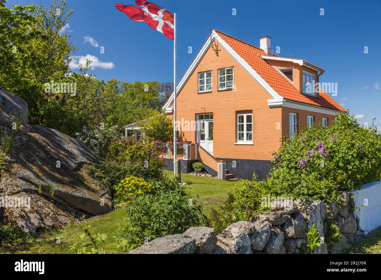Summer house on the coast at Listed on Bornholm, Denmark Stock Photo
