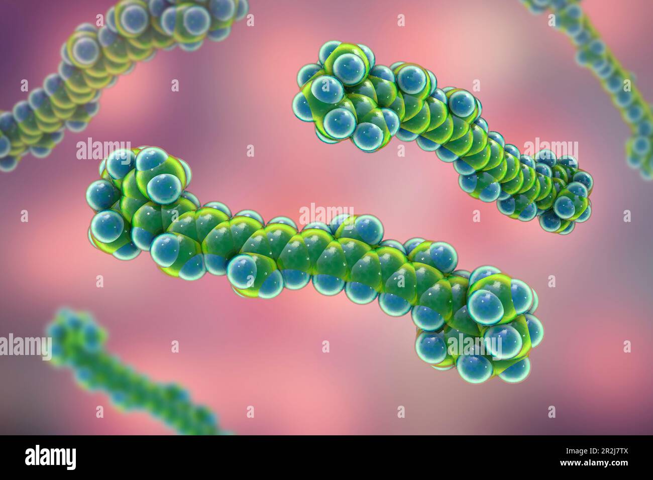 Molecular model of beta-carotene, illustration Stock Photo