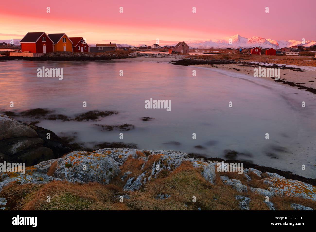 Sunrise in Sommaroy, Troms og Finnmark, north west Norway, Scandinavia, Europe Stock Photo