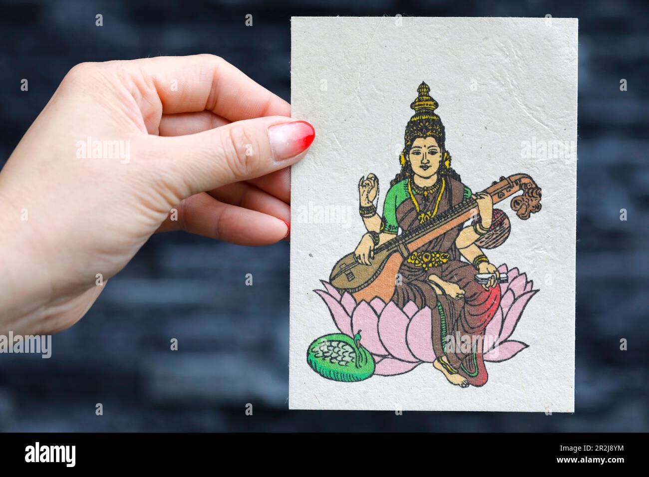 Saraswati, the Hindu goddess of knowledge, music, art, speech, wisdom, and learning, Vietnam, Indochina, Southeast Asia, Asia Stock Photo
