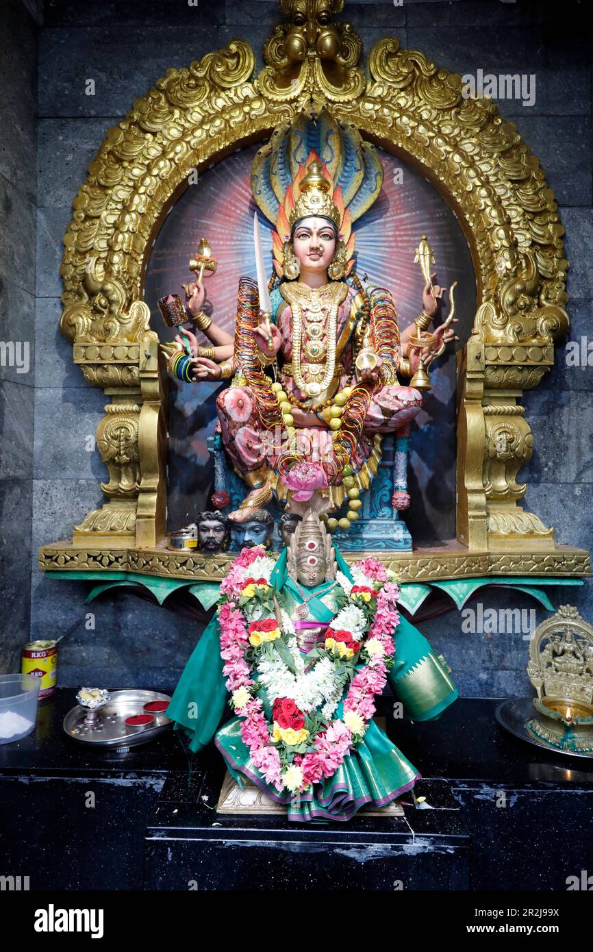 Sri Veeramakaliamman Hindu temple, Mariamman, the goddess of Rain and Fertility, Singapore, Southeast Asia, Asia Stock Photo