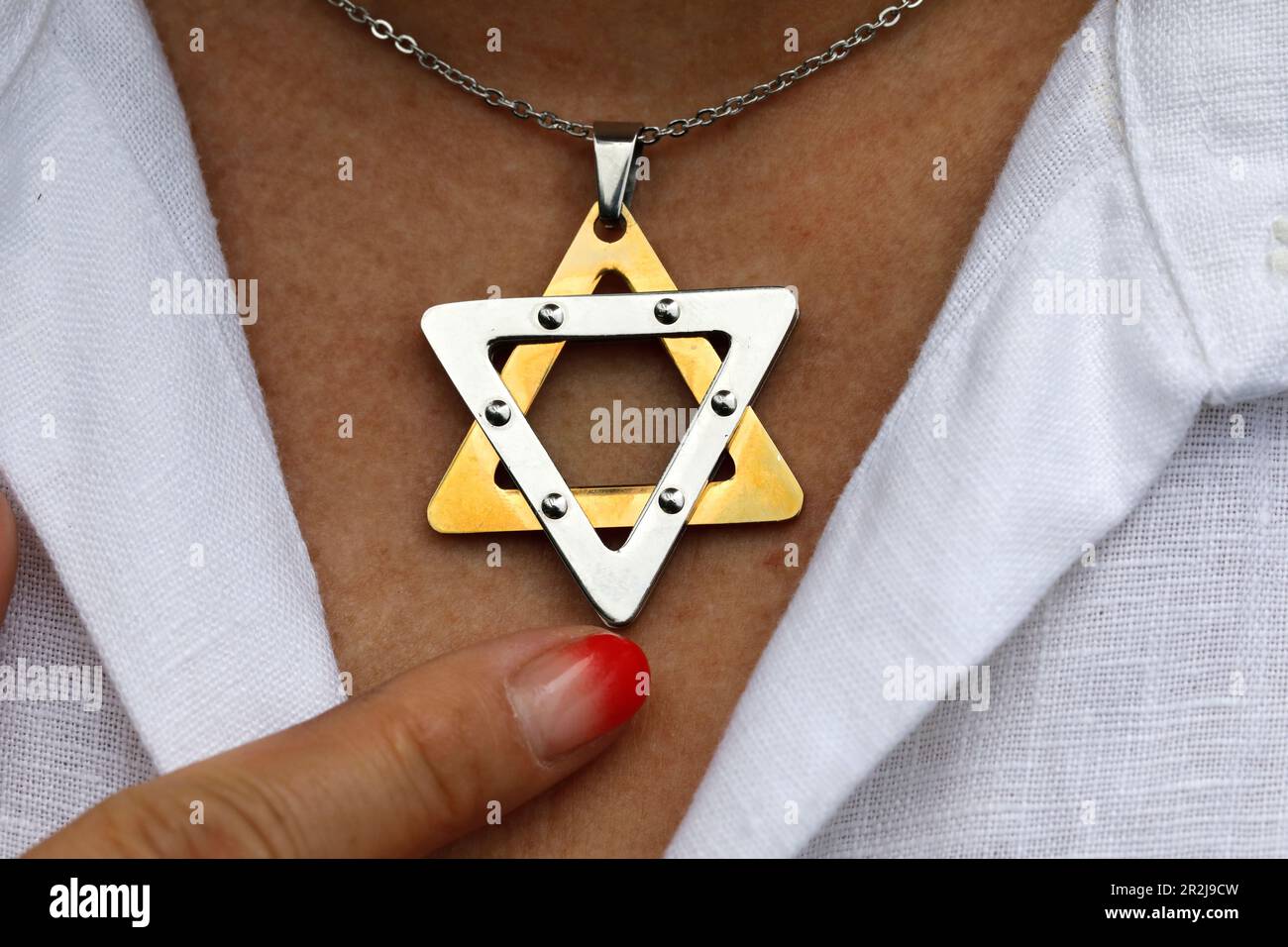 Woman wearing a Star of David (Jewish Star) pendant, Vietnam, Indochina, Southeast Asia, Asia Stock Photo