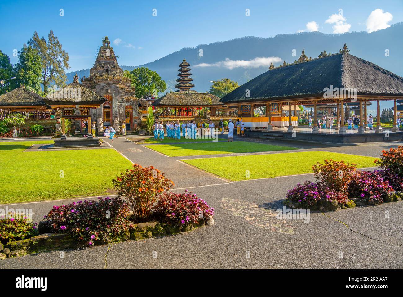 View of Ulun Danu Beratan temple on Lake Bratan, Bali, Indonesia, South East Asia, Asia Stock Photo