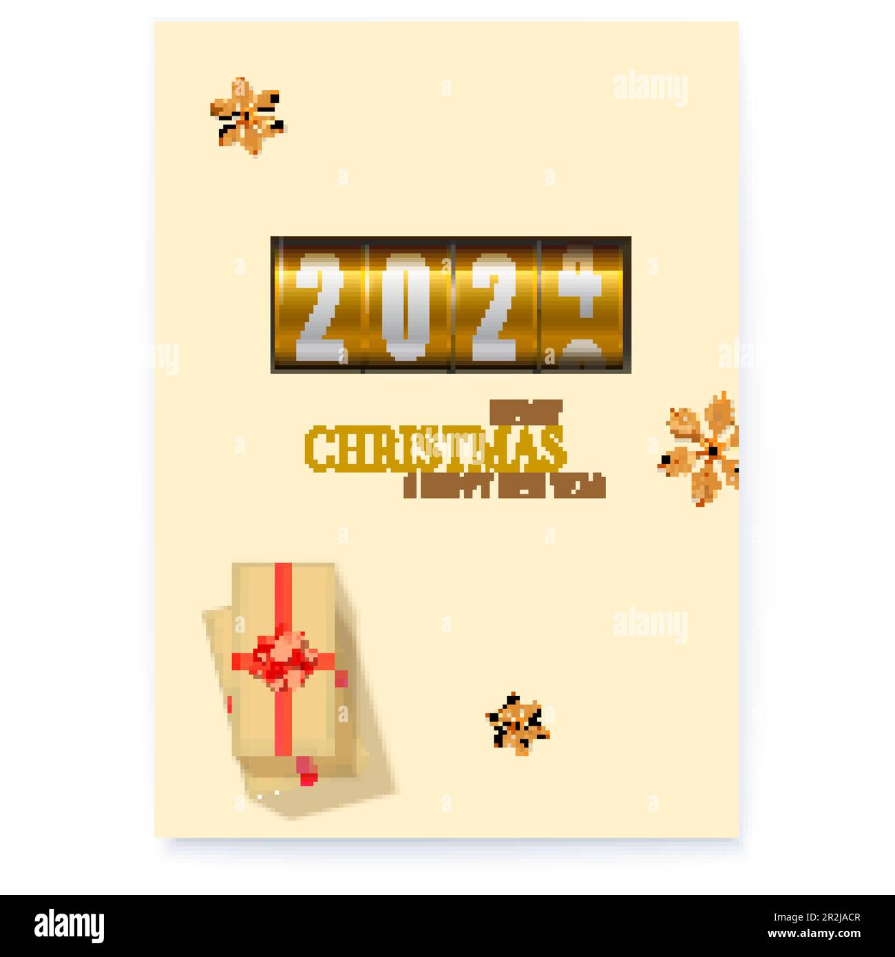 Happy New Year 2024. Rotating mechanical timetable, gift boxes and