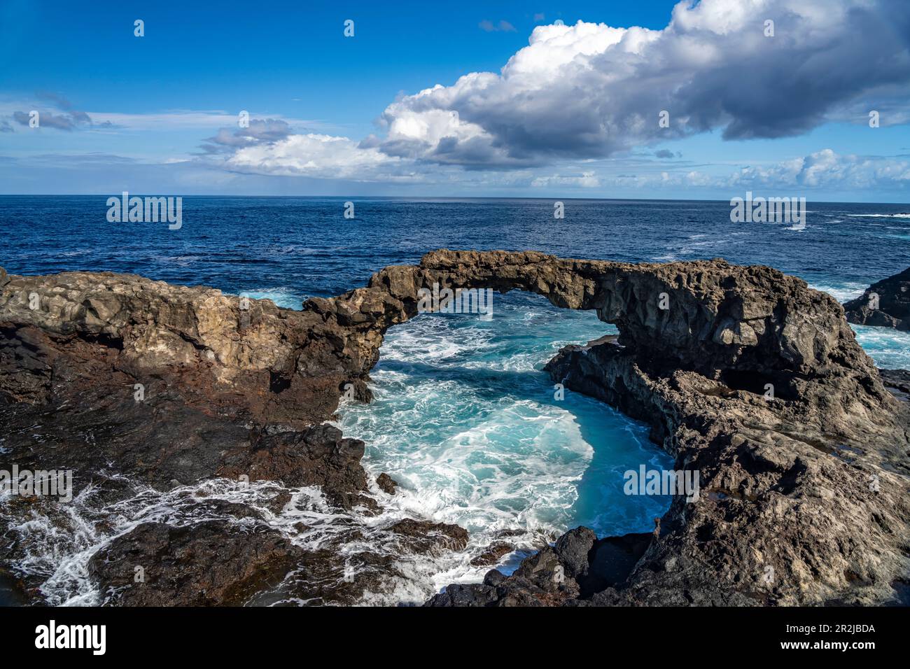 The rock arch of Charco Manso, El Hierro, Canary Islands, Spain Stock Photo