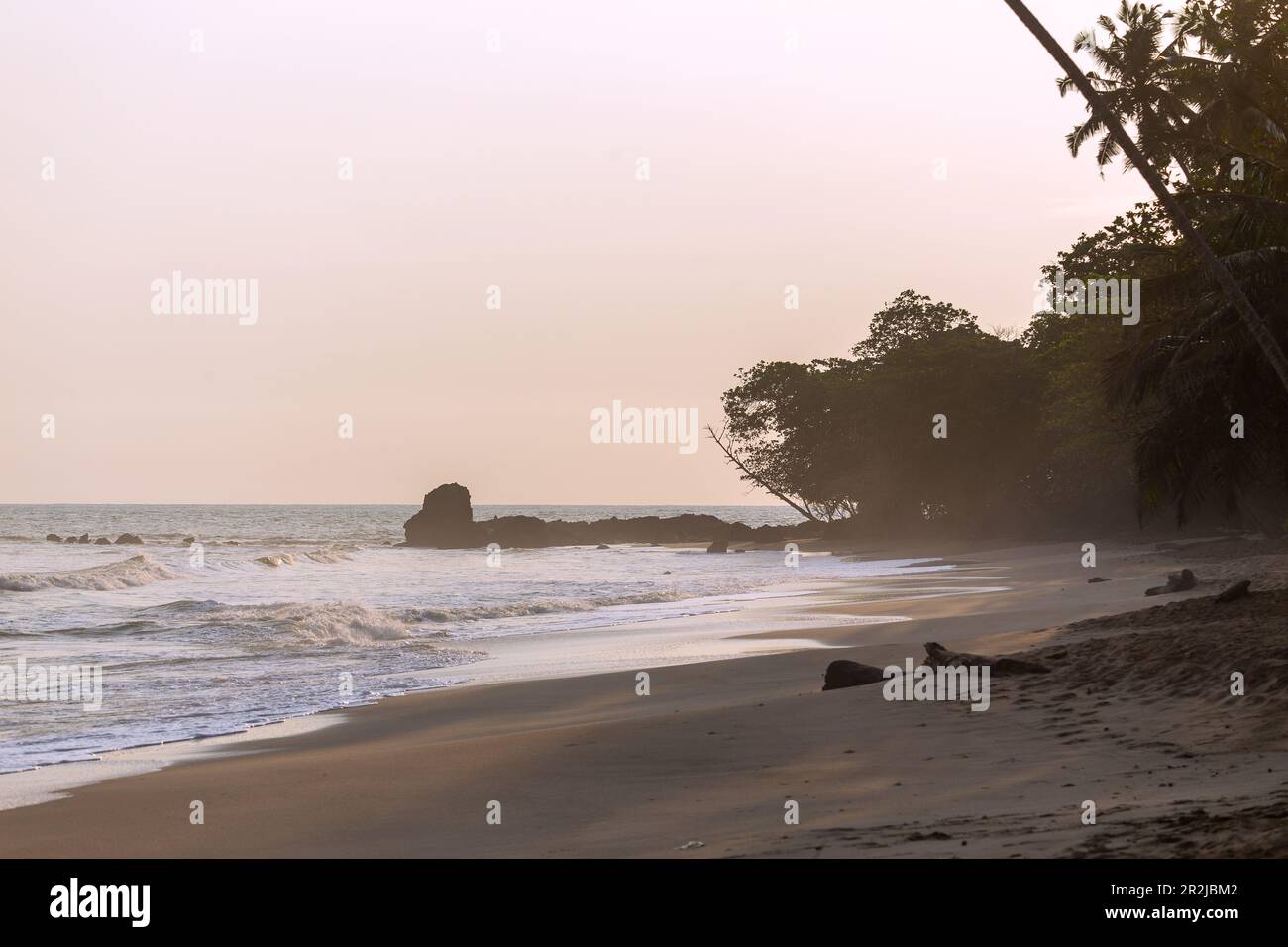 Ankroba Beach with sunset at Axim on the Gold Coast in the Western Region in western Ghana in West Africa Stock Photo