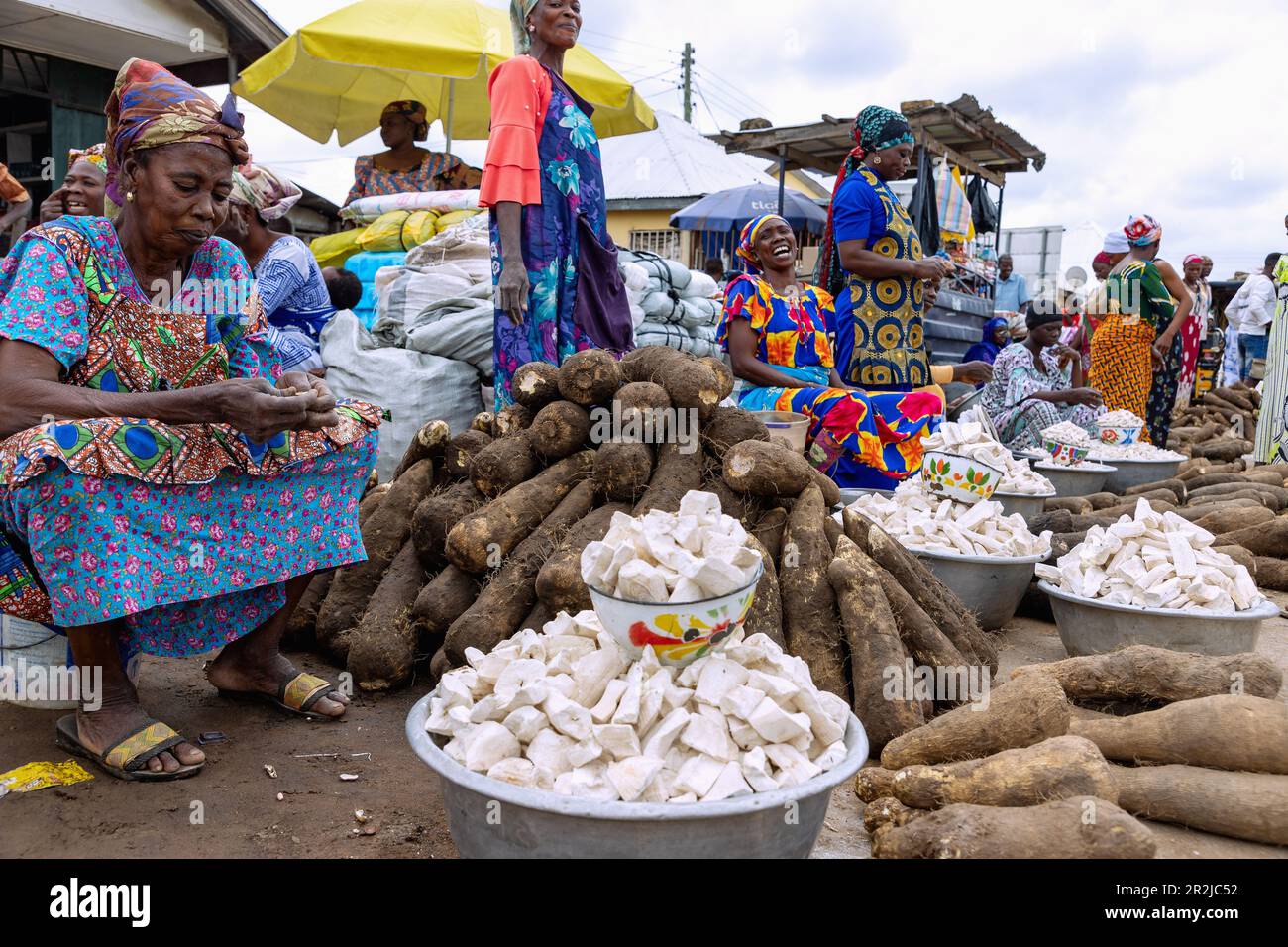 Yam and cassava market at the market in Sawla in the Savannah Region of