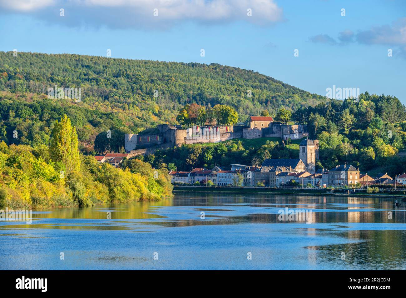 Sierck-les-Bains with Chateau des Ducs de Lorraine, Moselle, Moselle, Lorraine, Grand Est, Alsace-Champagne-Ardenne-Lorraine, France Stock Photo