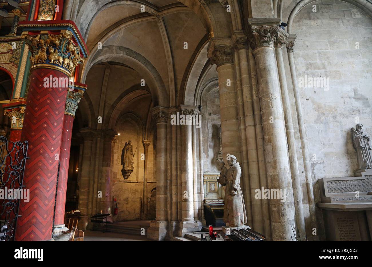 The side nave in Saint-Germain des Pres, Paris, France Stock Photo