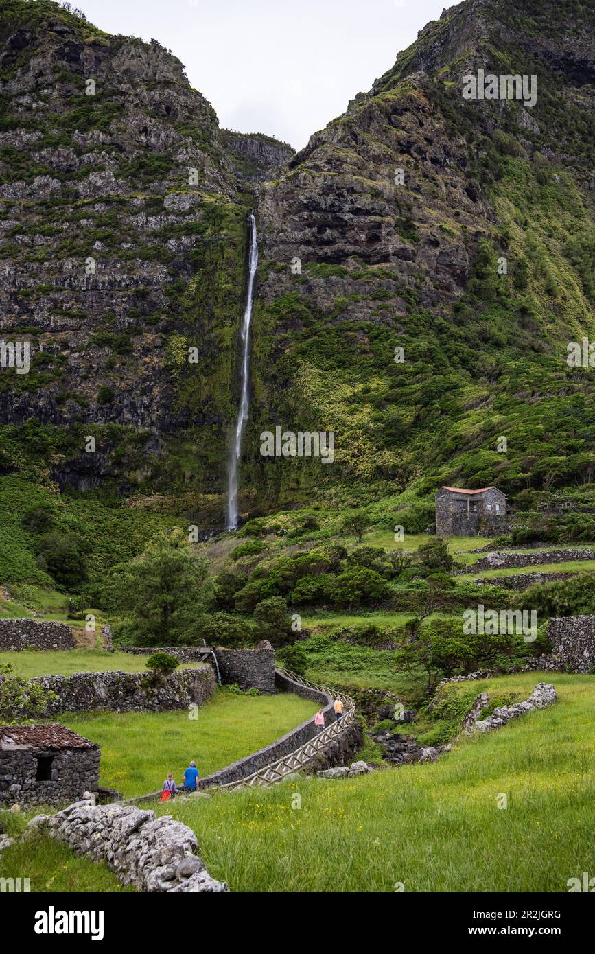 Path to Cascata do Poco do Bacalhau waterfall, Fajã Grande, Flores island, Azores, Portugal Path to Cascata do Poco do Bacalhau waterfall, Fajã Grande, Flores island, Azores, Portugal
