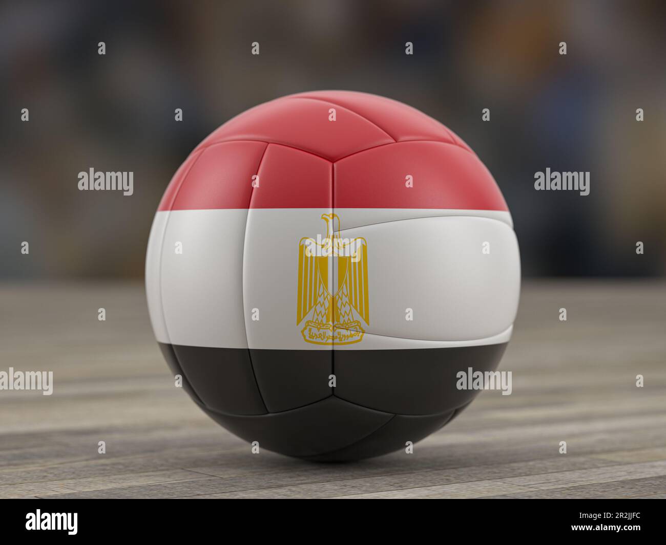 Volleyball ball Egypt flag on a wooden floor. 3d illustration Stock