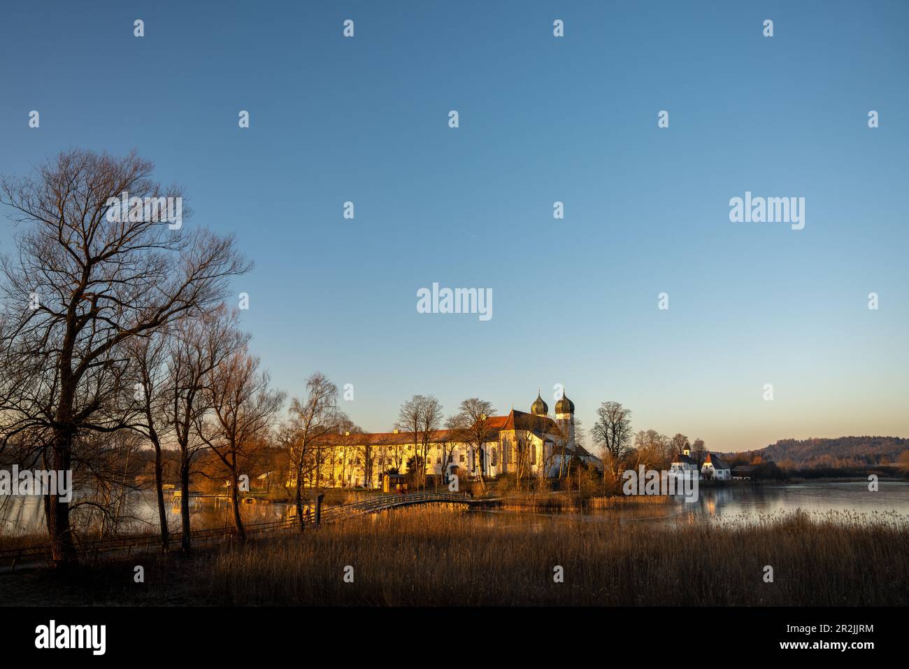 Seeon Monastery in winter without snow Stock Photo