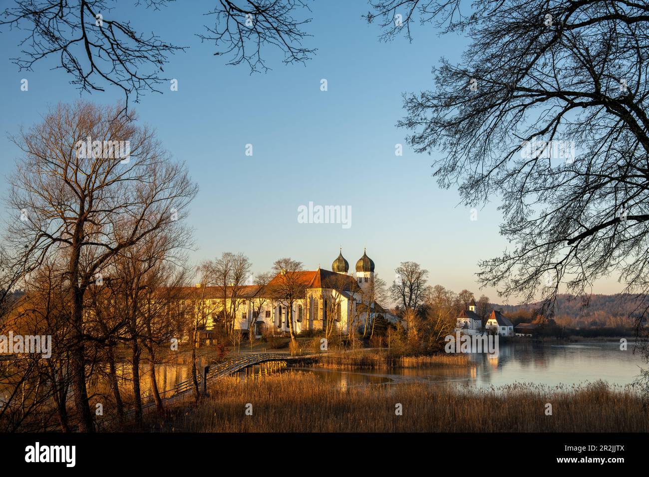 Seeon Monastery in winter without snow Stock Photo