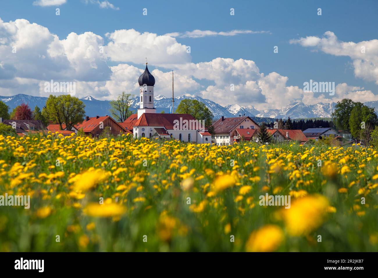 Upper Bavarian village in the foothills of the Alps, Iffeldorf, Upper ...