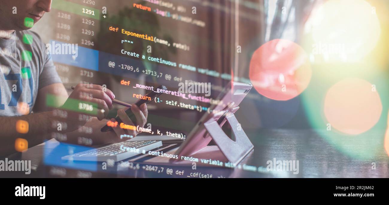 Digital technology industry concept Development of programming and coding Stock Photo