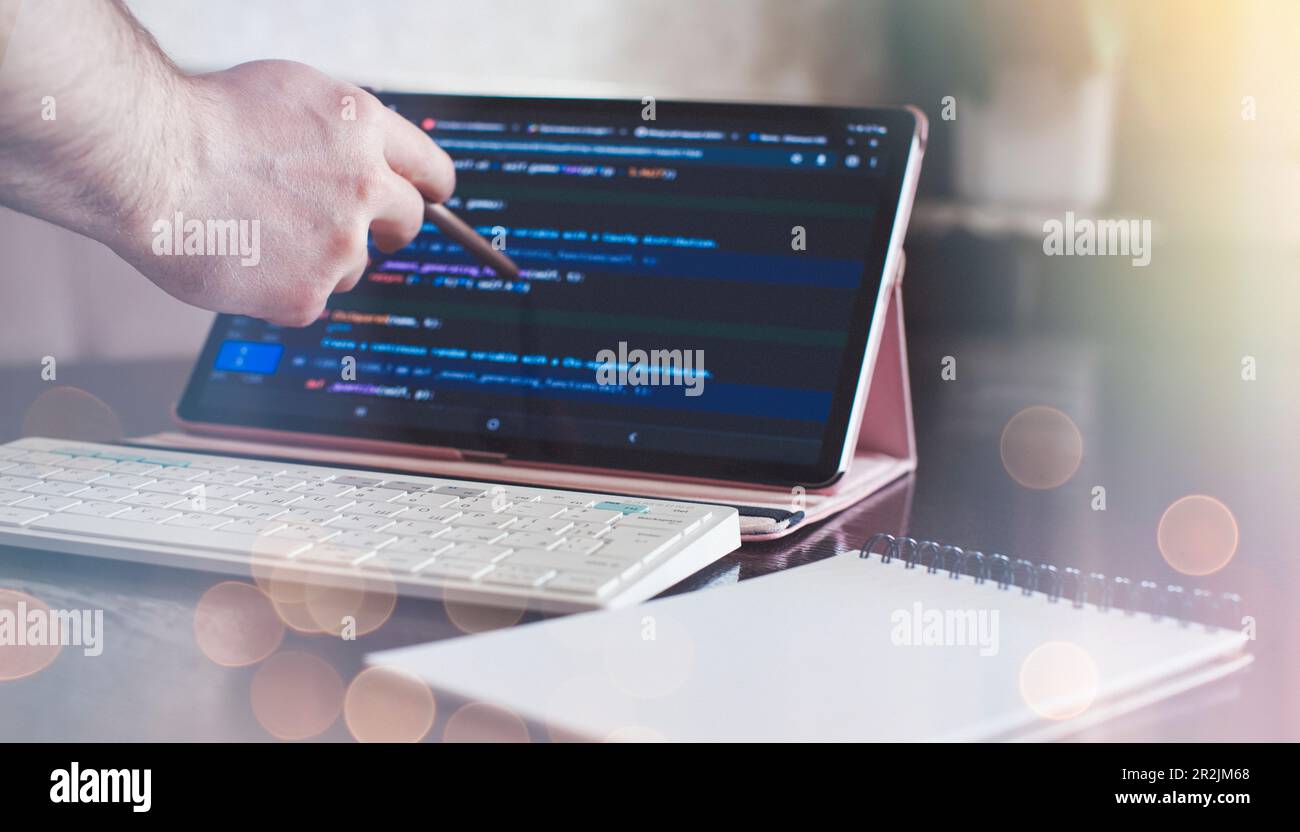 Digital technology industry concept Development of programming and coding Stock Photo