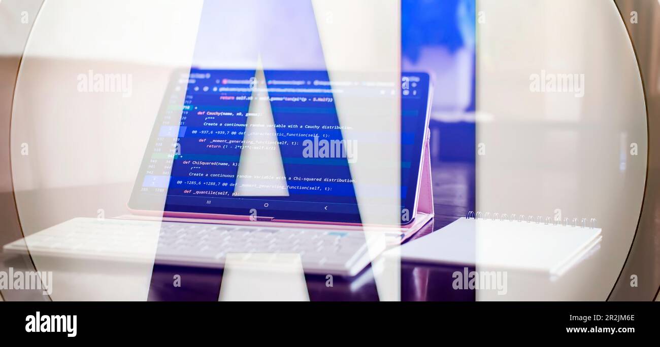 hatbot artificial coding coding background Digital software Stock Photo