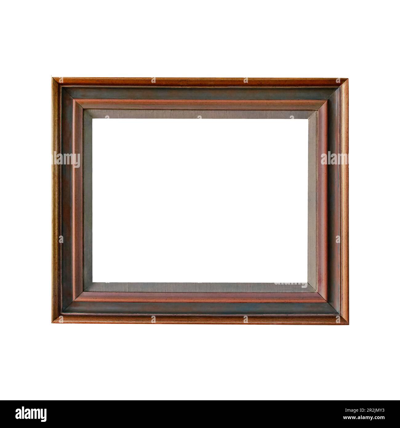 Elegant photo frame wood rectangle inner outer medium size reddish brown Stock Photo