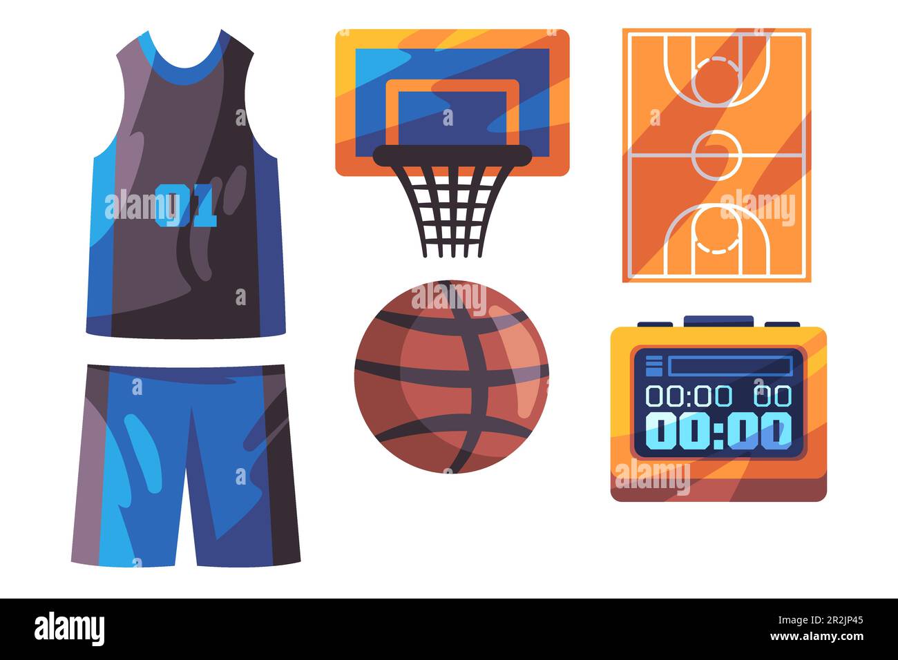 Basketball equipment icon set collection basket sport health activity