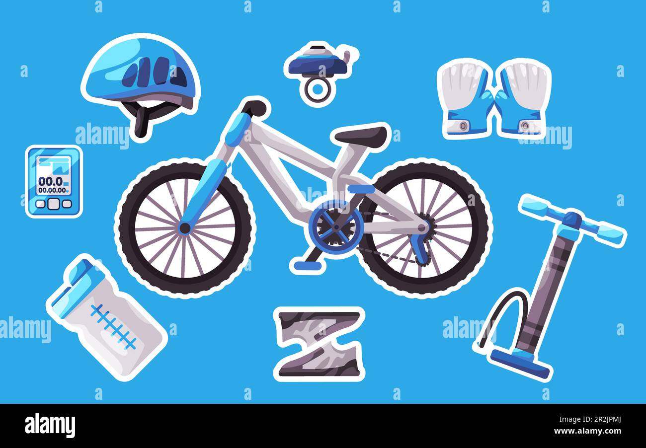 bicycle set collection icon bike tools sport outdoor activity object ...