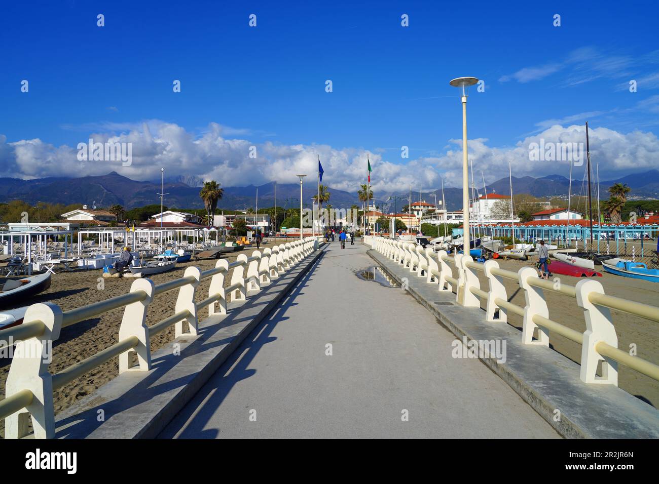 FORTE DEI MARMI, ITALY 13 APR 2023 View of Forte dei Marmi, a seaside