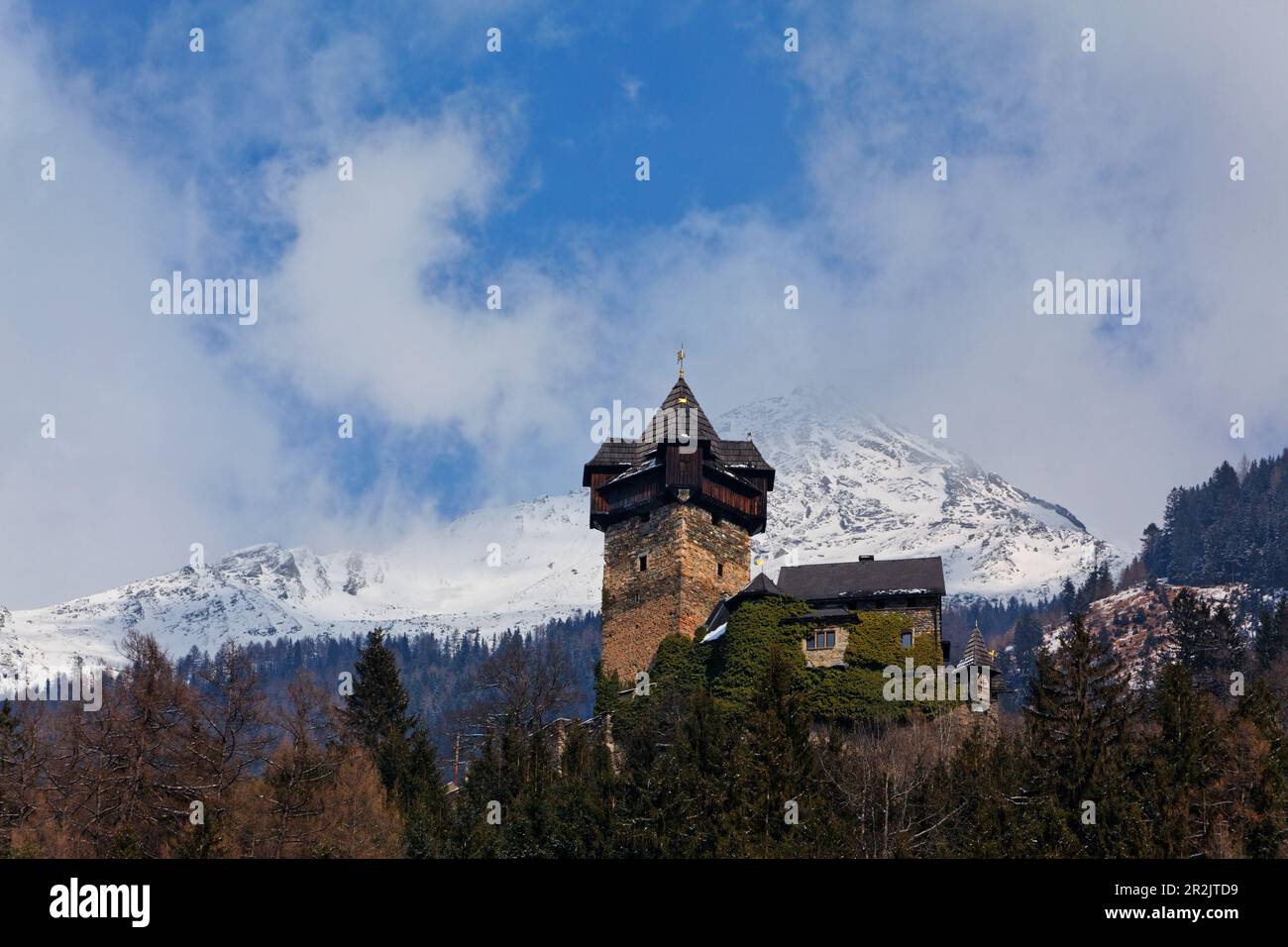 Castle Niederfalkenstein, Obervellach, National Park Hohe Tauern, Carinthia, Austria, Europe Stock Photo