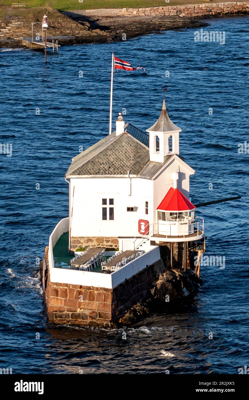 Dina Fyr, the charming beacon in the fjord of Oslo, Norway, Europe Stock Photo