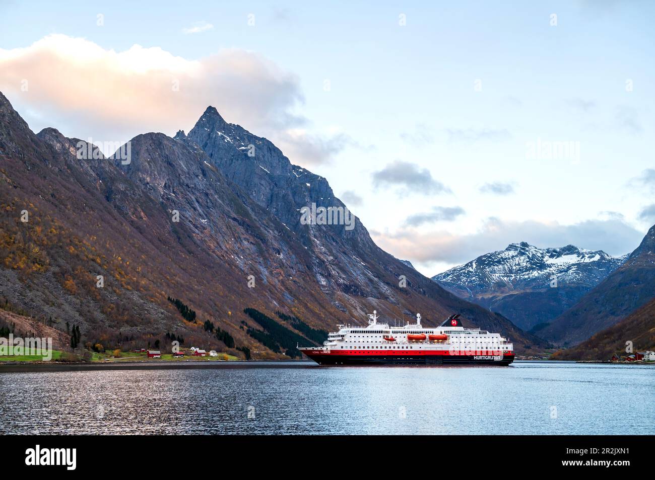 MS Kong Harald in the Hjoerundfjord, Moere and Romsdal, Hurtigrute, Norway, Europe Stock Photo