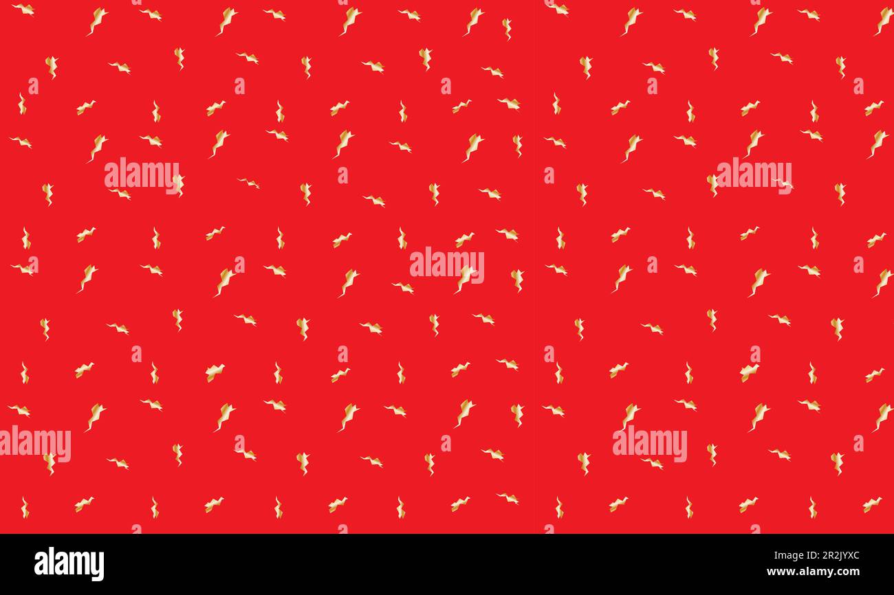 Seamless pattern abstract vector background golden confetti elements on red. eps10 vector Stock Vector