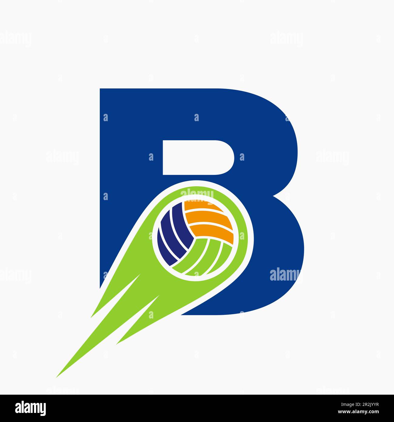Letter B Volleyball Logo Concept With Moving Volley Ball Icon