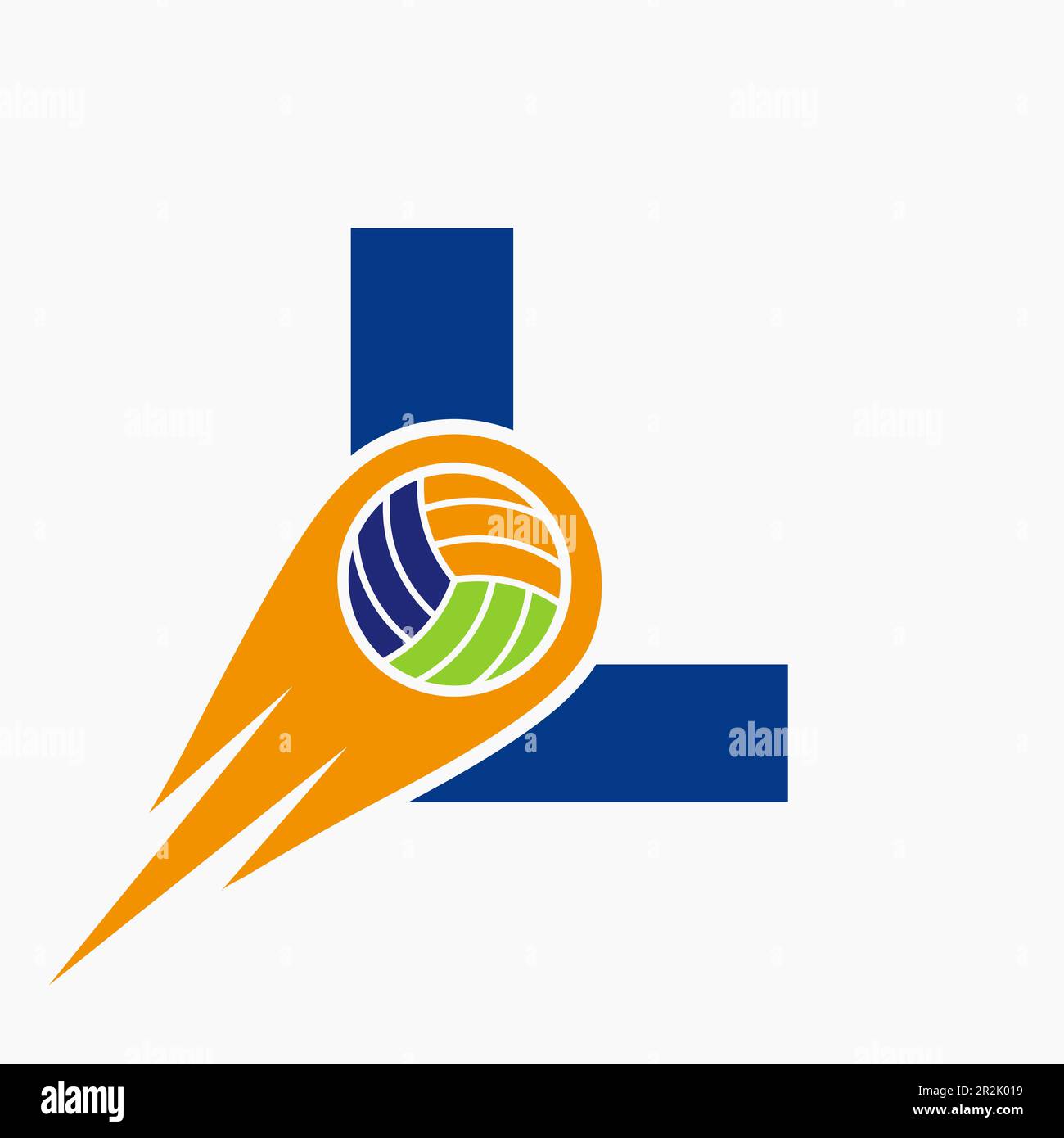 Letter L Volleyball Logo Concept With Moving Volley Ball Icon