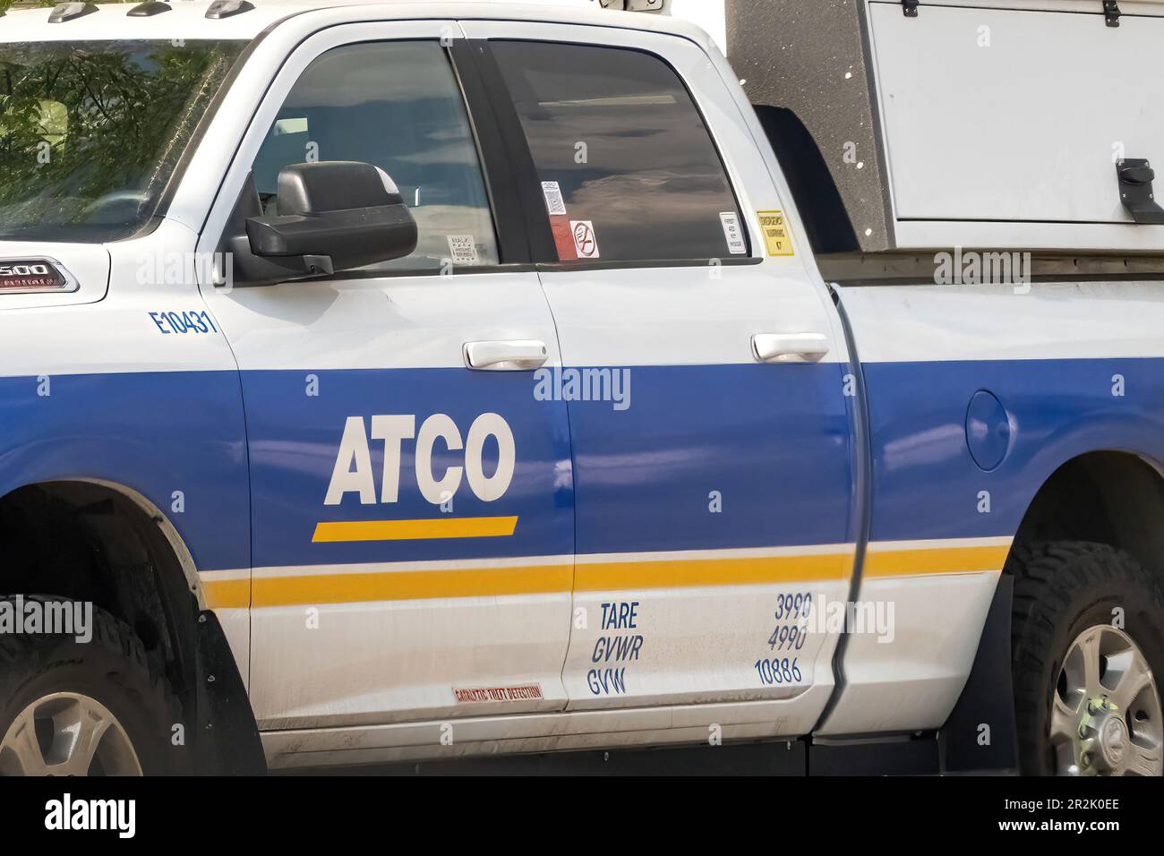 Calgary, Alberta, Canada. May 18, 2023. A close up to an ATCO Group