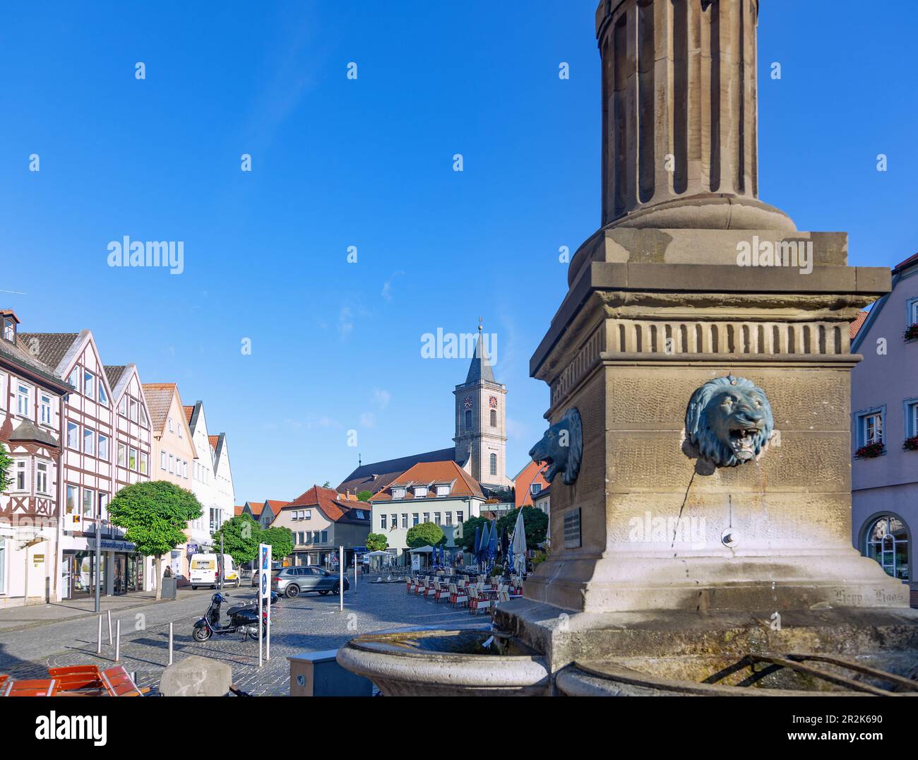 Bad Neustadt an der Saale, market square and Assumption Church Stock