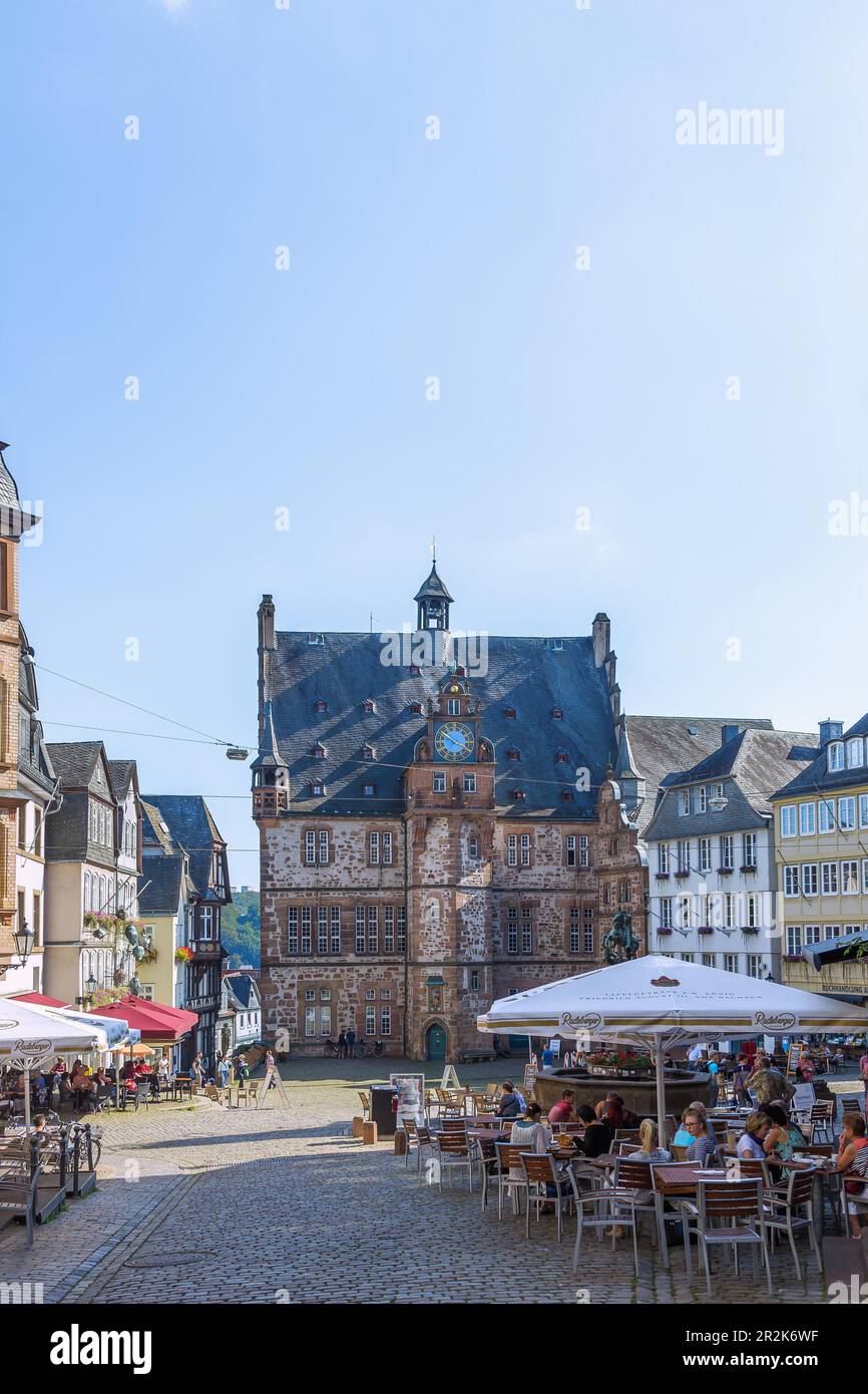 Marburg an der Lahn; Market square, town hall, cafe Stock Photo Alamy