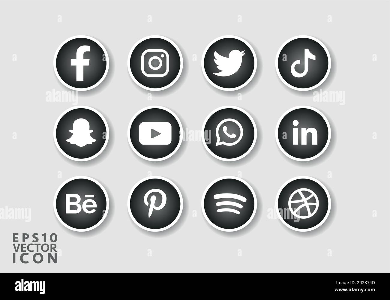 Set of popular social media icons Social media icons pack Social Media logos pack Stock Vector