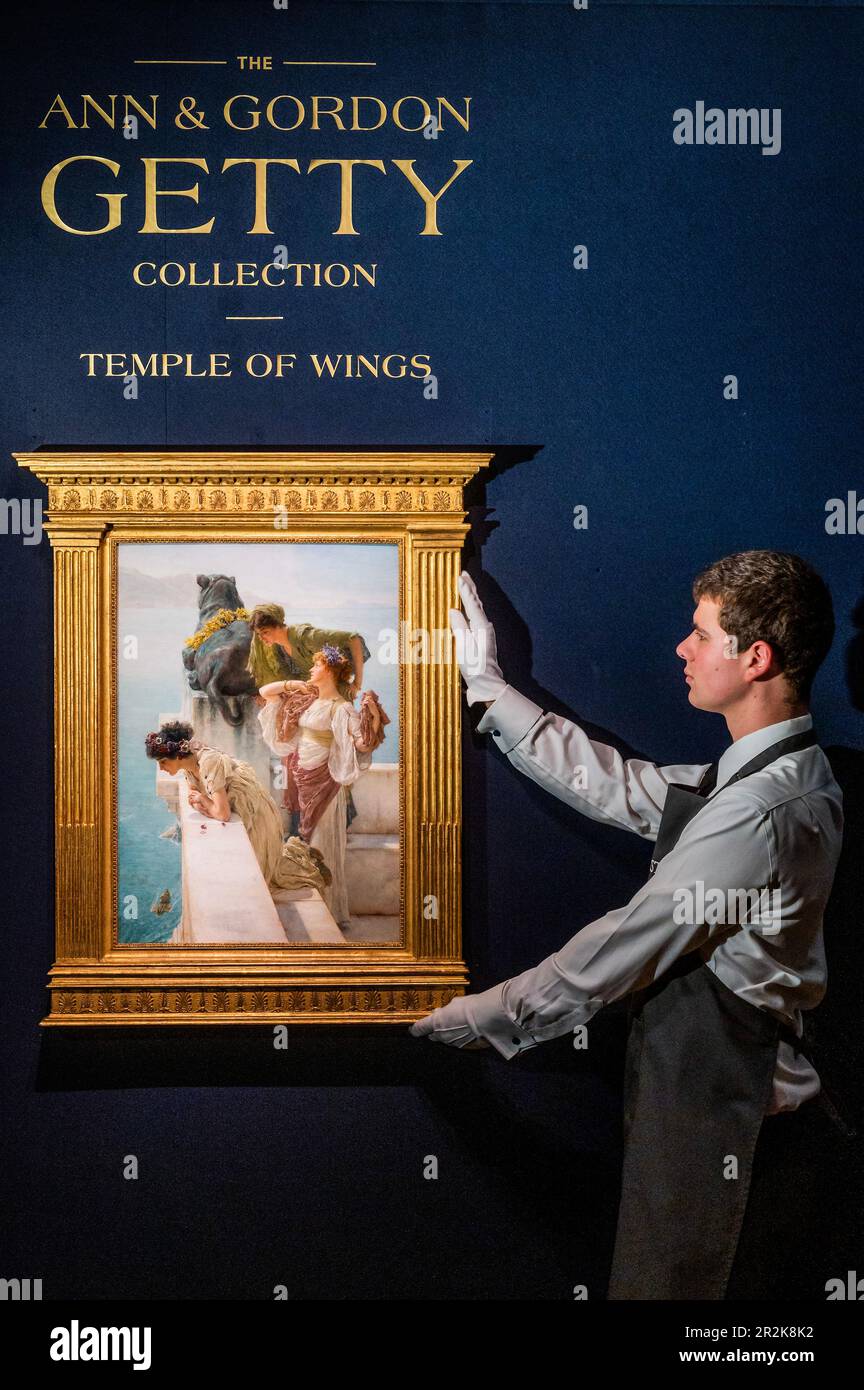 London, UK. 19 May 2023. Sir Lawrence Alma-Tadema, A Coign of Vantage, oil on panel, Estimate $2,500,000-3,500,000 - The second installment of the Ann & Gordon Getty Collection: Temple of Wings sale at Christies. Following the October 2022 sale in June this presents the contents of the Gettys' historic, turn of the century, Berkeley property: Temple of Wings. The Collection will be sold over one live auction in New York - taking place on June 14, and two online sales ending on June 15. Proceeds will benefit selected arts and science organizations designed by Ann and Gordon Getty. Credit: Guy Stock Photo