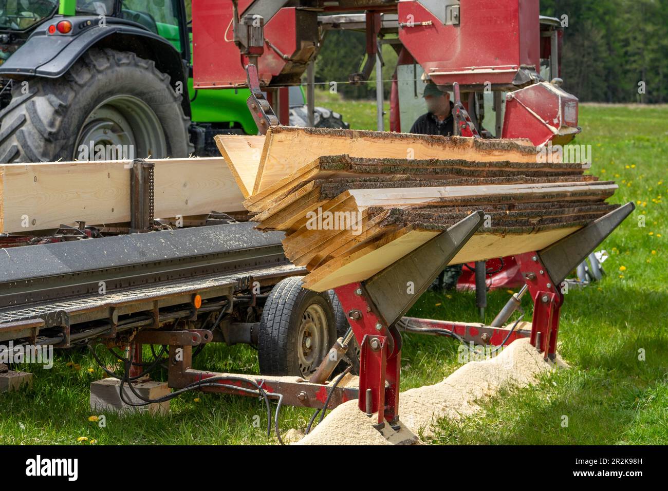 Sawing boards with a machine industry Stock Photo