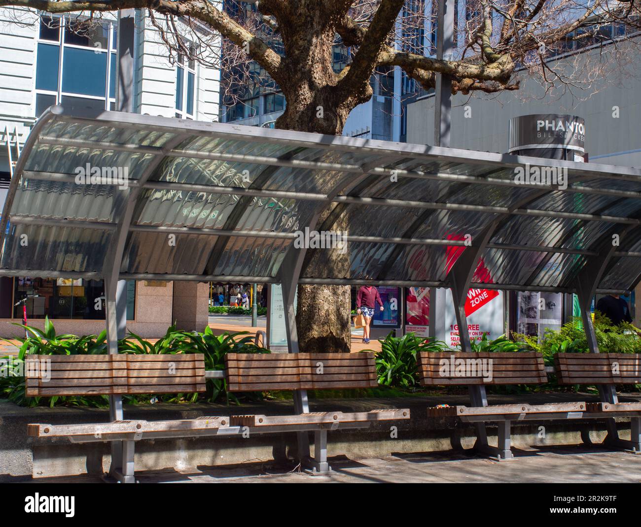 City Park Bench Seats Under A Shelter Stock Photo Alamy