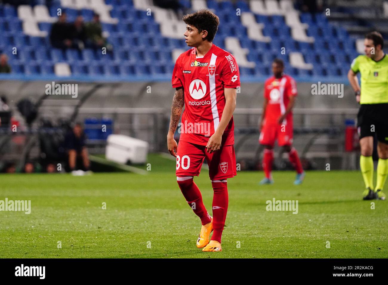 Samuele Vignato (AC Monza) during the Italian championship Serie A football match between US Sassuolo and AC Monza on May 19, 2023 at Mapei Stadium in Reggio Emilia, Italy - Credit: Luca Rossini/E-Mage/Alamy Live News Stock Photo
