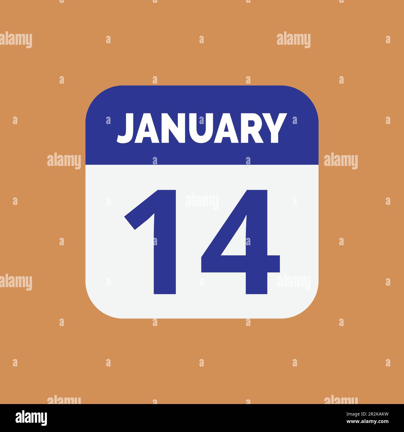 Flat January 14 calendar Icon Stock Vector Stock Vector