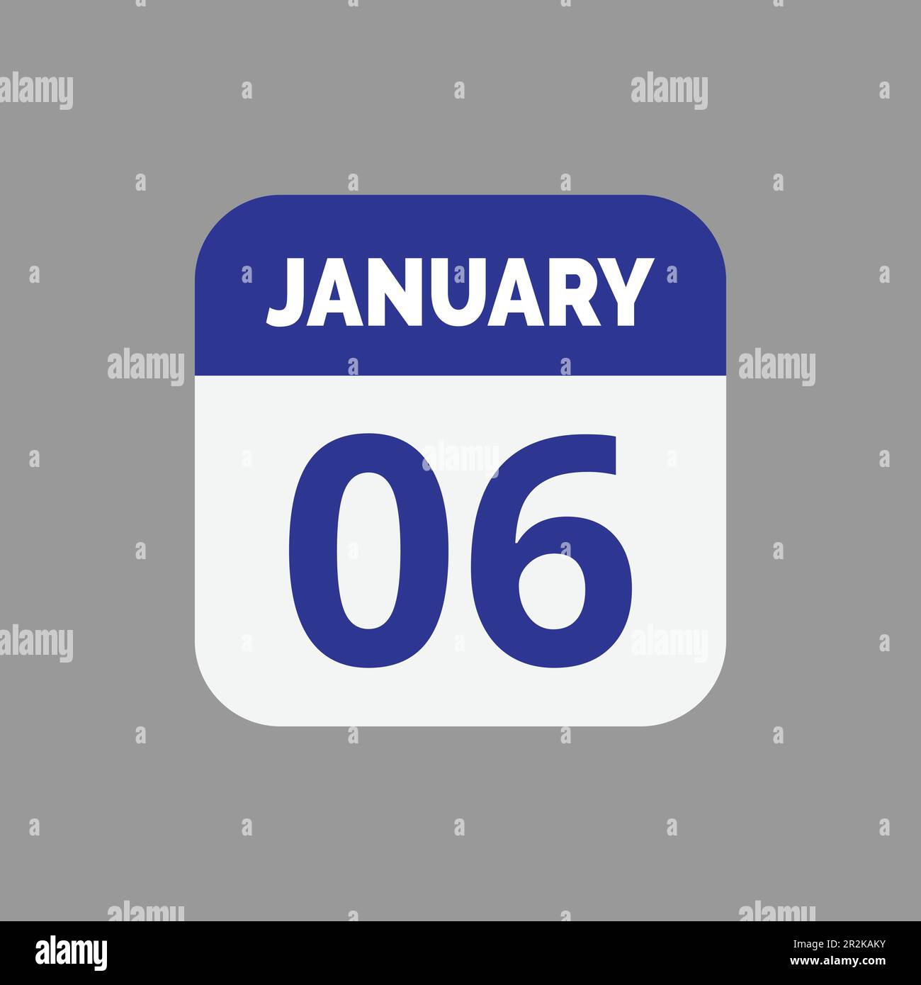 Flat 6 January calendar Icon Stock Vector Stock Vector