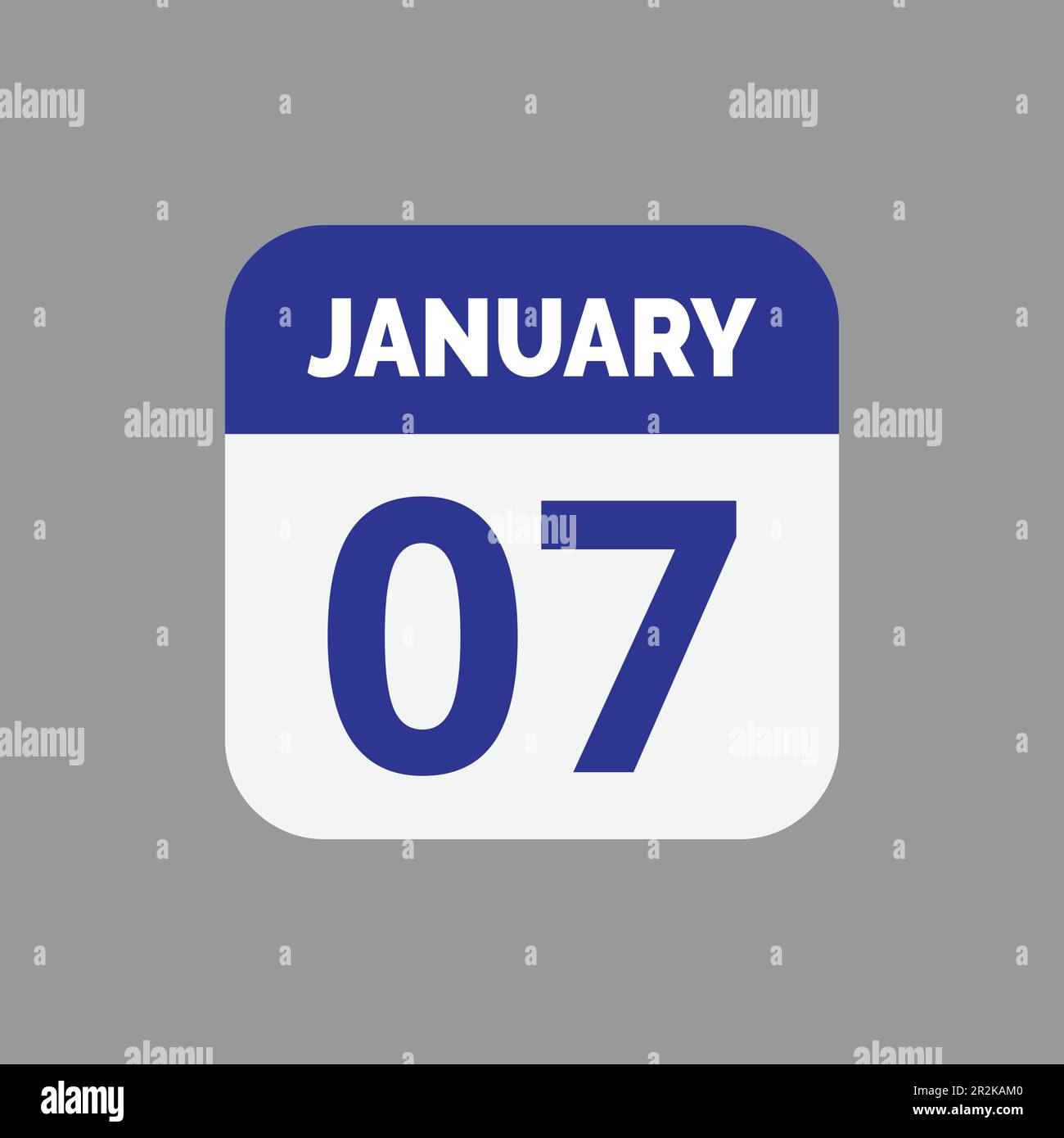 Flat January 7 calendar Icon Stock Vector Stock Vector